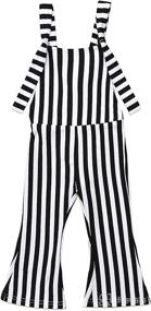 img 4 attached to Toddler Stripes Bell Bottom Jumpsuit Overalls Apparel & Accessories Baby Girls best: Clothing