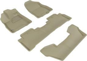 img 4 attached to 3D MAXpider Complete Set Custom Fit All-Weather Floor Mat For Select Acura MDX Models - Kagu Rubber (Tan)