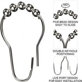 img 2 attached to Upgrade Your Shower Experience With Teskyer Rustproof Metal Glide Shower Curtain Rings - 12 Set