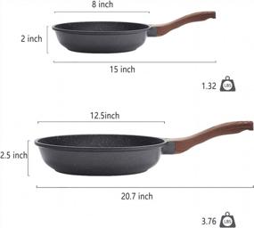 img 3 attached to Swiss Granite Nonstick Frying Pan Skillet Set - 8+12.5 Inch Healthy Stone Cookware Chef'S Omelette Pans, PFOA Free SENSARTE