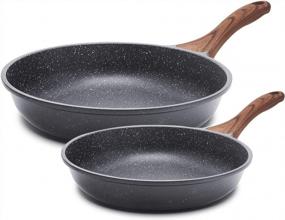 img 4 attached to Swiss Granite Nonstick Frying Pan Skillet Set - 8+12.5 Inch Healthy Stone Cookware Chef'S Omelette Pans, PFOA Free SENSARTE