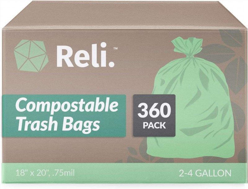 Compostable Trash Bags Bulk Reli. Green 4 Gallon 360Ct, ASTM D6400