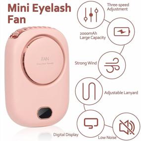 img 2 attached to MISMXC Eyelash Fan Dryer, 3 Speeds USB Rechargeable Bladeless Lash Dryer Portable Electric Mini Lash Fan With Battery Display For Eyelash Extension (Pink)