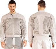 🧥 wicked stock tucson men's mesh motorcycle jacket - silver/gray, padded protection, moto armor included logo