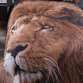 img 3 attached to ENCOFT 3D Bedding Sets Queen Size Brown Lion,Duvet Cover Set With Flat Sheet Full Polyester 4 Pieces,2 Pillowcases,1 Duvet Cover,1 Flat Sheet, No Comforter,(Full)