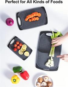img 2 attached to SMARTAKE Plastic Cutting Boards For Kitchen (Set Of 3), Non-Slip Large Chopping Boards With Deep Juice Groove And Easy-Grip Handle For Meat, Vegetables And Fruits, Thick, Reversible, Dishwasher Safe