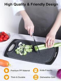 img 1 attached to SMARTAKE Plastic Cutting Boards For Kitchen (Set Of 3), Non-Slip Large Chopping Boards With Deep Juice Groove And Easy-Grip Handle For Meat, Vegetables And Fruits, Thick, Reversible, Dishwasher Safe