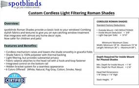 img 3 attached to Spotblinds Classic Cordless Roman Shade - Light Filtering & Thermal Backing For Privacy