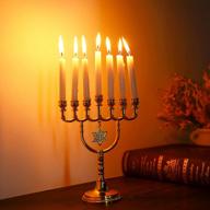 jewish 7 branch menorah candle holder - ornamental gold plated star of david design from israel logo