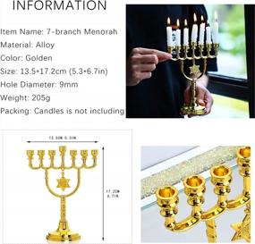 img 3 attached to Jewish 7 Branch Menorah Candle Holder - Ornamental Gold Plated Star Of David Design From Israel