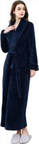 img 2 attached to Роскошный флисовый плюшевый халат для женщин - мягкий и теплый длинный халат, идеально подходящий для одежды для сна, пижамы, халата и ночной рубашки