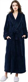 img 4 attached to Luxurious Fleece Plush Bathrobe For Women - Soft & Warm Long Robe, Ideal For Sleepwear, Pajamas, Housecoat, And Nightgown