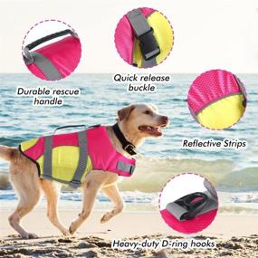 img 3 attached to Water Safety Dog Life Jacket: Adjustable Reflective Float Coat in Pink/Yellow XL for Boating & Swimming - Rescue Handle Included!