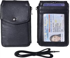 img 4 attached to Premium Leather Badge Holder With Lanyard - ID Card Wallet With Side Zipper Pocket, 4 Card Slots, 1 ID Window And Heavy Duty Leather Strap By Woogwin