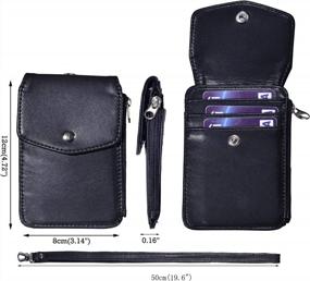 img 3 attached to Premium Leather Badge Holder With Lanyard - ID Card Wallet With Side Zipper Pocket, 4 Card Slots, 1 ID Window And Heavy Duty Leather Strap By Woogwin