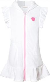 img 4 attached to Hooded Terry Swim Cover Ups For Girls: Keep Your Kids Cozy And Fashionable By The Pool