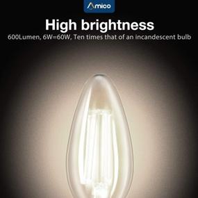 img 2 attached to 6W Dimmable B11 LED Candelabra Bulb, 12 Pack - 4000K Cool White, Vintage Edison Filament Style, 600 Lumens Output, E12 Base Clear Glass