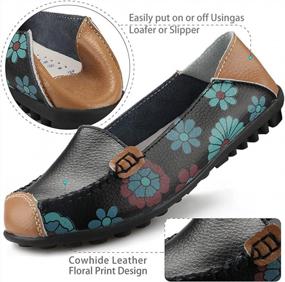 img 2 attached to Women'S Leather Floral Print Flats: Comfortable Casual Driving Loafers And Walking Shoes By Ablanczoom