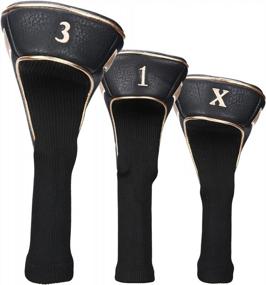 img 3 attached to Set Of 3 LONGCHAO Vintage PU Golf Club Headcovers For Driver And Fairway Woods