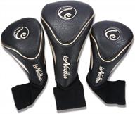 set of 3 longchao vintage pu golf club headcovers for driver and fairway woods logo