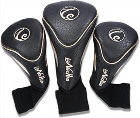 img 4 attached to Set Of 3 LONGCHAO Vintage PU Golf Club Headcovers For Driver And Fairway Woods