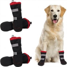 img 4 attached to Winter Dog Snow Boots: Fleece-Lined, Anti-Slip & Reflective Waterproof Shoes For Medium Large Dogs - Perfect For Walking, Hiking & Running Outdoors!
