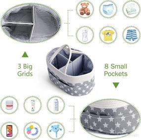 img 3 attached to Baby Diaper Caddy Organizer - Rope Nursery Storage Basket with Removable Dividers - Tote Bag for Changing Table - Perfect Baby Shower Gift and Must-Have Newborn Essential!