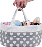 baby diaper caddy organizer - rope nursery storage basket with removable dividers - tote bag for changing table - perfect baby shower gift and must-have newborn essential! логотип