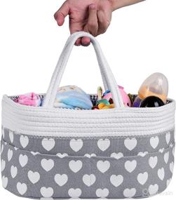 img 4 attached to Baby Diaper Caddy Organizer - Rope Nursery Storage Basket with Removable Dividers - Tote Bag for Changing Table - Perfect Baby Shower Gift and Must-Have Newborn Essential!