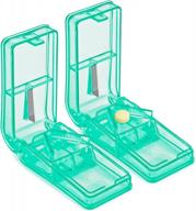 usa-designed 2pcs pill cutter with safety shield - ideal for small or large pills - doubles as pill case - travel-friendly - lake blue logo