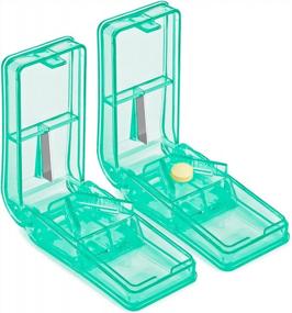 img 4 attached to USA-Designed 2PCS Pill Cutter With Safety Shield - Ideal For Small Or Large Pills - Doubles As Pill Case - Travel-Friendly - Lake Blue