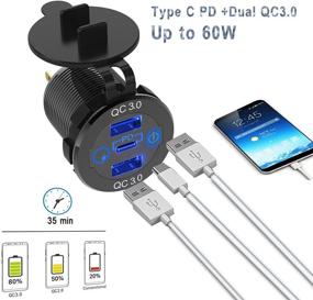 img 1 attached to 2 Packs PD Type C Car Charger Socket & Dual Quick Charge 3.0 Ports - Premium Aluminum 🔌 Design, 60W USB C Triple 12V USB Socket - Touch Switch, Waterproof PD Charging for Car Boat Marine RV