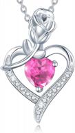 ожерелье agvana с камнем для женщин - подлинный / созданный драгоценный камень, подвеска в форме сердца из розы из стерлингового серебра - идеальный подарок на день святого валентина, годовщину или день рождения для дам, девушек, жен логотип