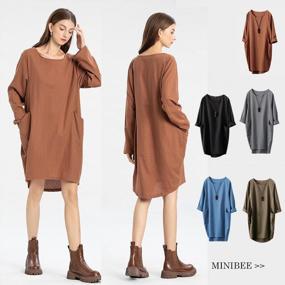 img 3 attached to Oversized Tunic Dress With Long Sleeves, Loose Fit, And Convenient Pockets For Women By Minibee