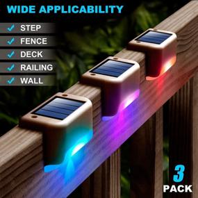 img 3 attached to Outdoor Solar Deck Lights 3 Pack - Waterproof LED Step Lights For Decks, Railing, Stairs, Fence, Yard & Patio (Color Changing)