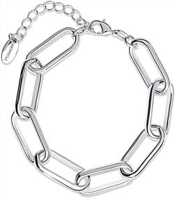 img 4 attached to Модный серебристый браслет-скрепка унисекс Массивный браслет от BERRICLE