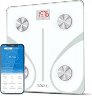 renpho body fat scale smart bmi scale цифровая ванная комната беспроводная шкала веса, анализатор состава тела с синхронизацией приложения для смартфона с bluetooth, 400 фунтов - white elis 1 логотип
