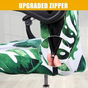 img 2 attached to Stretch Printed Computer Office Chair Cover, Soft Fit Universal Desk Rotating Chair Slipcover, Removable Washable Anti-Dust Spandex Protector With Zipper (Large, Green Monstera)