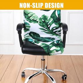 img 3 attached to Stretch Printed Computer Office Chair Cover, Soft Fit Universal Desk Rotating Chair Slipcover, Removable Washable Anti-Dust Spandex Protector With Zipper (Large, Green Monstera)