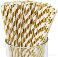 🎉 chic and festive just artifacts metallic gold paper straws - 100pcs, premium disposable drinking straws logo