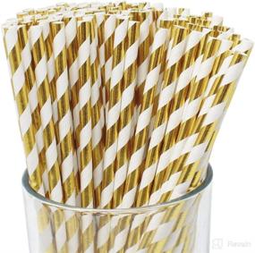 img 4 attached to 🎉 Chic and Festive Just Artifacts Metallic Gold Paper Straws - 100pcs, Premium Disposable Drinking Straws