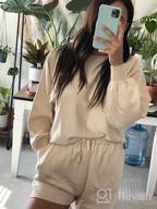 img 1 attached to Stylish Women'S Knit Sweatsuit Set With Long Sleeve Pullover Sweater Crop Top And Shorts By TECREW review by Clay Ijaz