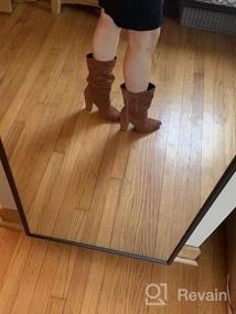 img 6 attached to Stylish And Warm: Syktkmx Women'S Winter Slouchy High Heel Boots With Mid Calf Suede And Pointed Toe