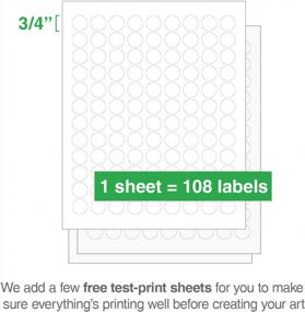 img 3 attached to ChromaLabel 0,75-дюймовые круглые этикетки для печати для лазерных и струйных принтеров, 2700 наклеек в упаковке, 108 точек на листе, белые