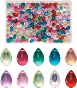 img 4 attached to 200 Top Drilled Transparent Teardrop Czech Glass Beads In 10 Colors For DIY Jewelry Making: Colorful Water Drop Crystal Glass Beads And Chandelier Pendants - Craft Supplies By Beadthoven