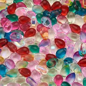 img 3 attached to 200 Top Drilled Transparent Teardrop Czech Glass Beads In 10 Colors For DIY Jewelry Making: Colorful Water Drop Crystal Glass Beads And Chandelier Pendants - Craft Supplies By Beadthoven