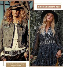 img 2 attached to Bling Up Your Look With Sansths Women'S Rhinestone Belt For Jeans And Men'S Western Cowgirl Studded Belt