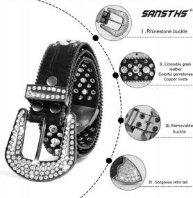 img 3 attached to Bling Up Your Look With Sansths Women'S Rhinestone Belt For Jeans And Men'S Western Cowgirl Studded Belt