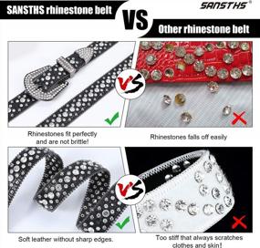 img 1 attached to Bling Up Your Look With Sansths Women'S Rhinestone Belt For Jeans And Men'S Western Cowgirl Studded Belt