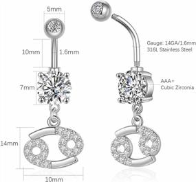 img 3 attached to 14G Butterfly Dangle Belly Button Ring - UHIBROS Surgical Steel CZ Piercing Jewelry For Women